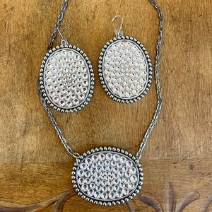 Pink Panache White Earrings and Necklace Set